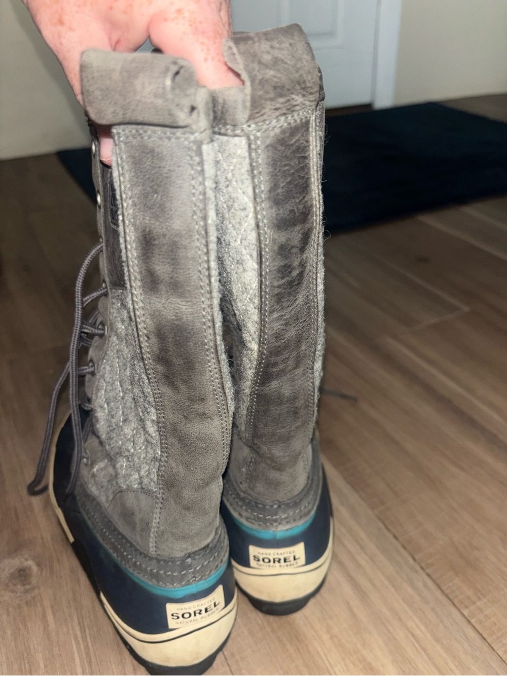 SOREL Waterproof Winter Snow Boots Gray Wool Quilted Lace Up Size 8 - Picture 6 of 12